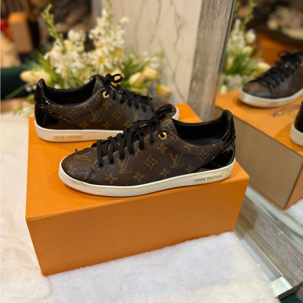 Louis Vuitton Black and Brown Monogram Sneakers - Picture 2 of 7